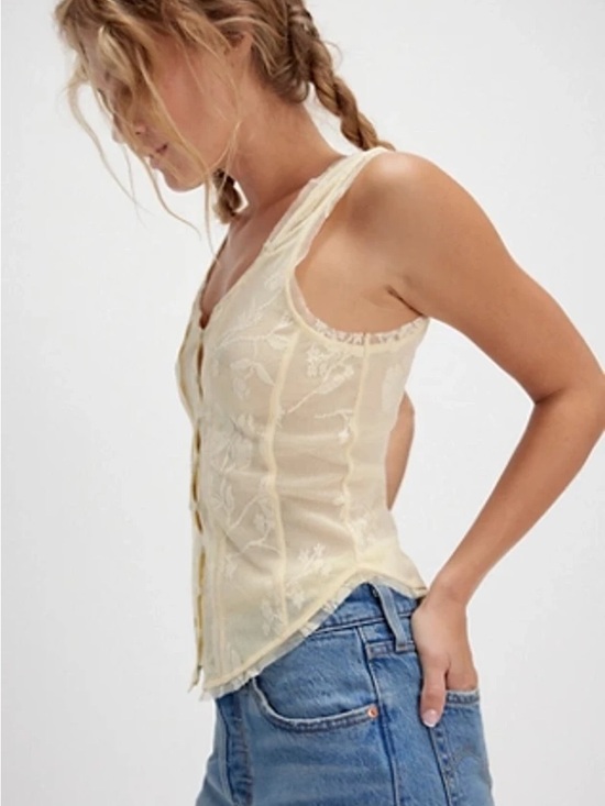 Free People Tops - NWT Free People Intimately Cream Lace-Detail Top